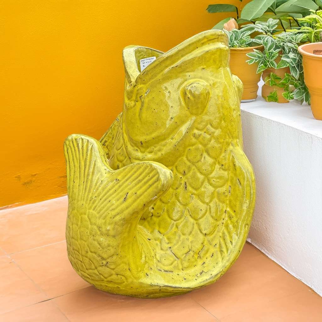 5130 Playful Ceramic Fish Garden Accent - 1 pc