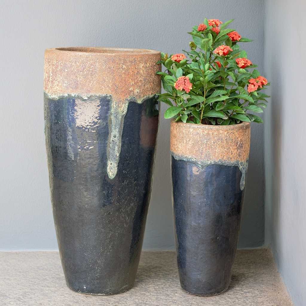 tall narrow plants for pots Wholesale Tall Slim Tapered Planters Set (2 pcs)