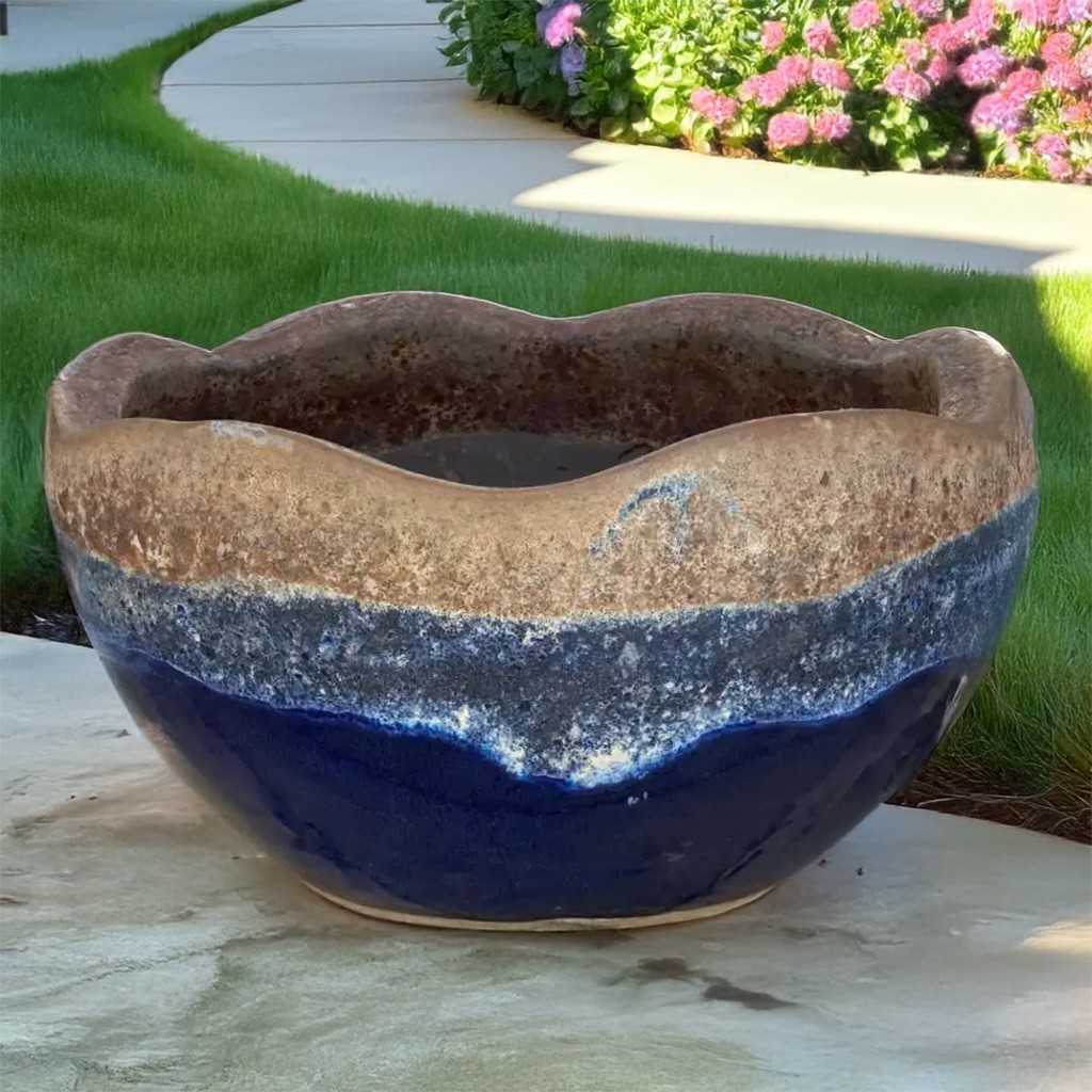 8141 Wavy Drip Glaze Bowl Planter -Set of 4