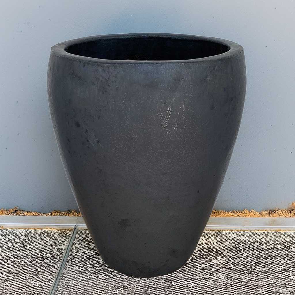 egg-shaped planter in Matte Black