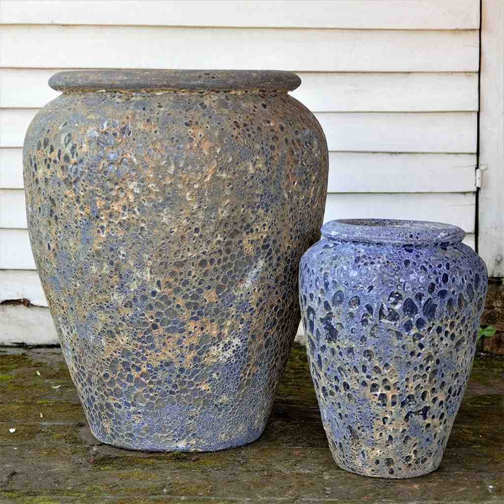 8386 Crater-Glaze Round Pot - Set of 2