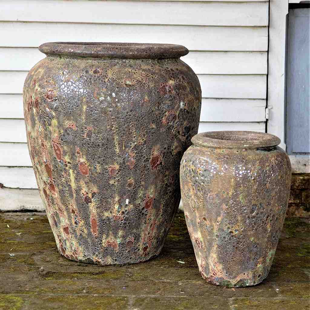 8386 Crater-Glaze Round Pot - Set of 2