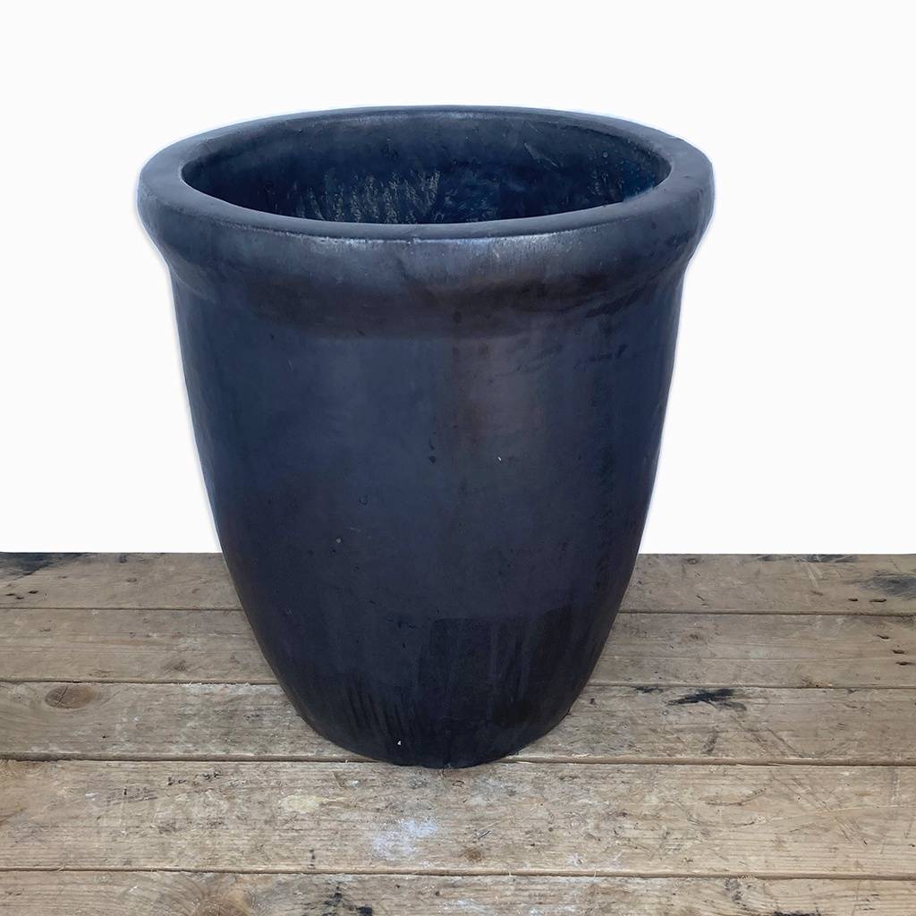 Tall flared-rim planters in matte black