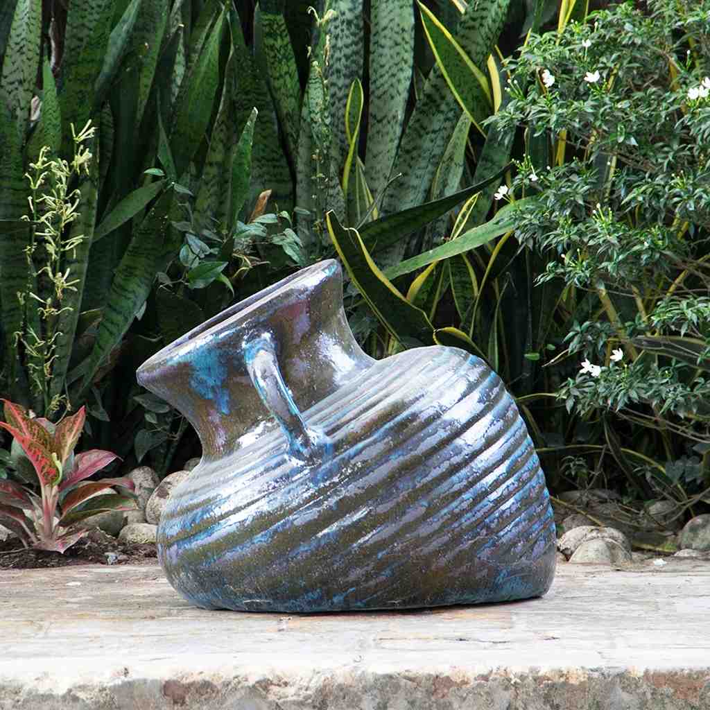 8447 Sunken Ripple Ceramic Vase Planter - 1 pc.