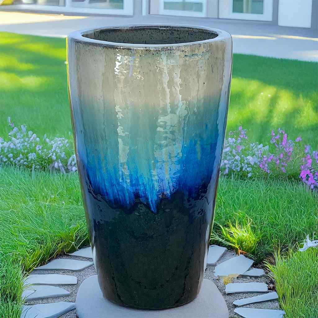 8464 Gradient Glaze Flared Tall Planter - Set of 2