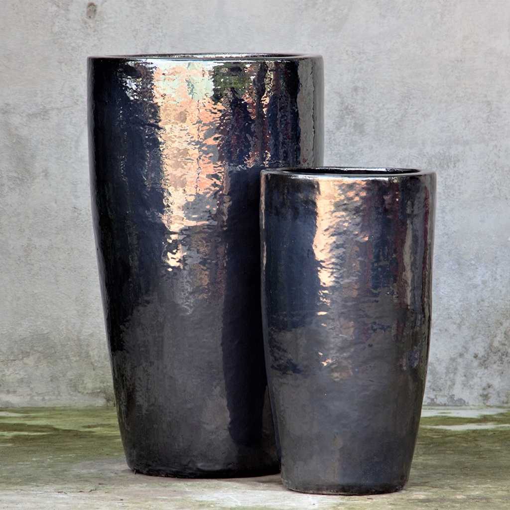 8464 Gradient Glaze Flared Tall Planter - Set of 2