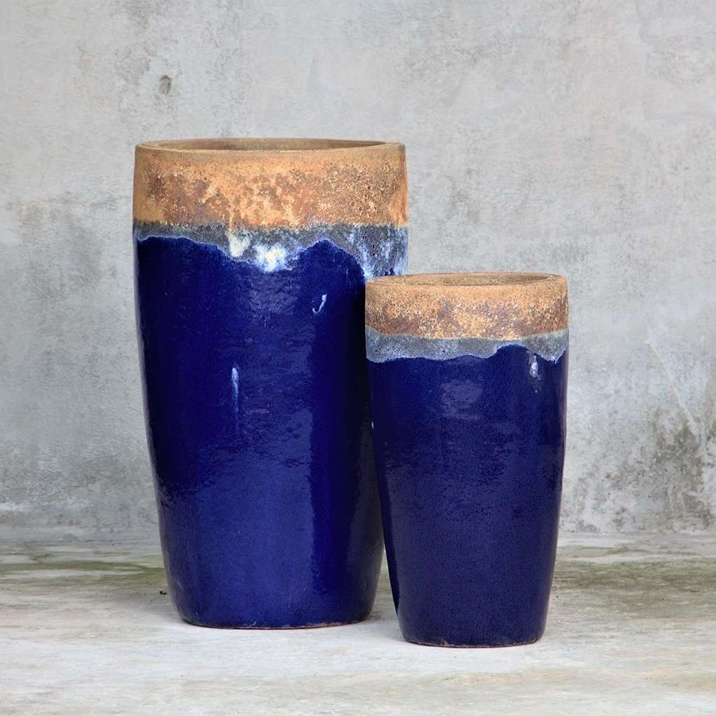 8464 Gradient Glaze Flared Tall Planter - Set of 2