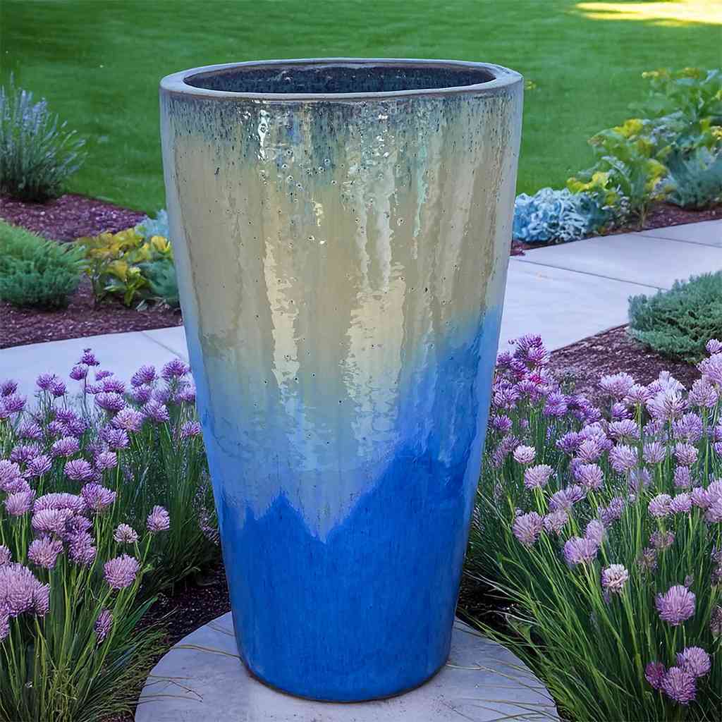 8464 Gradient Glaze Flared Tall Planter - Set of 2