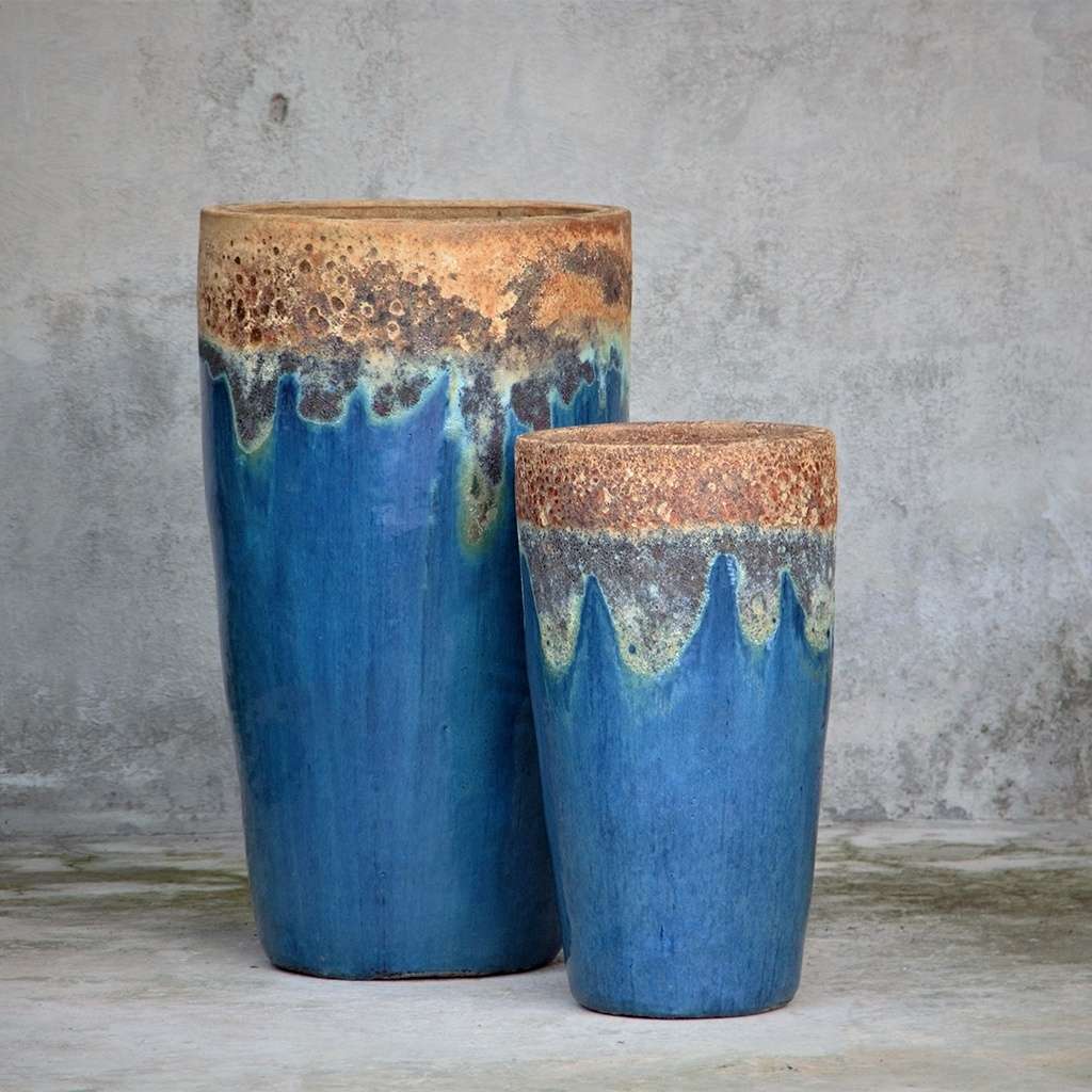 8464 Gradient Glaze Flared Tall Planter - Set of 2