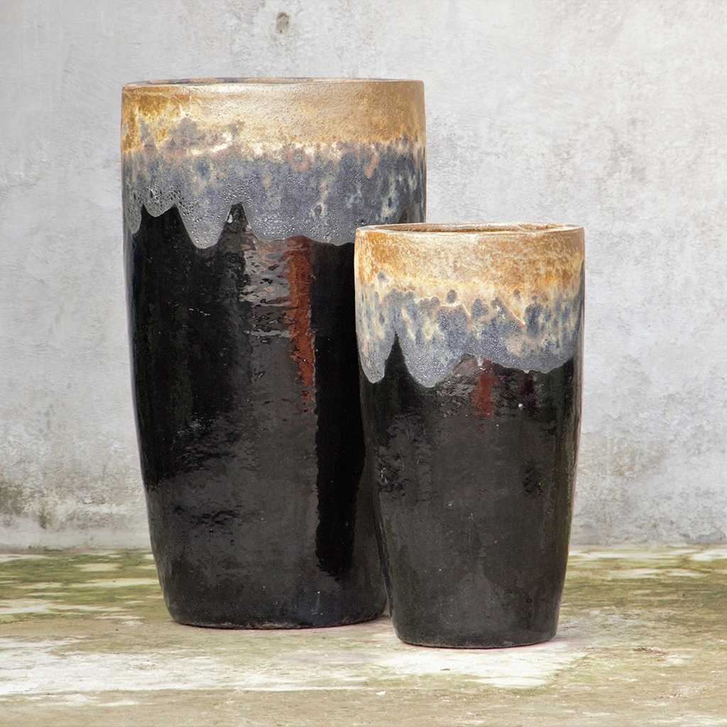 8464 Gradient Glaze Flared Tall Planter - Set of 2