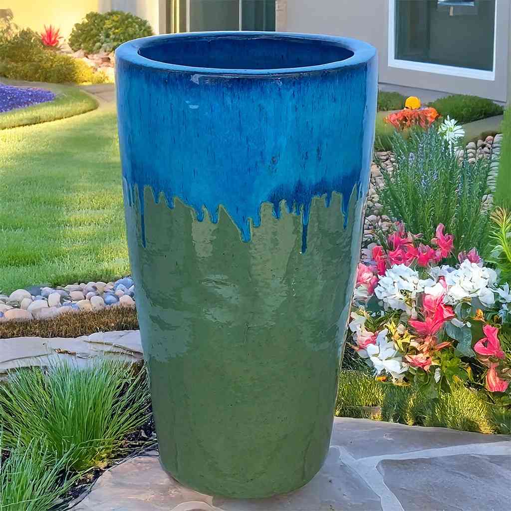 8464 Gradient Glaze Flared Tall Planter - Set of 2