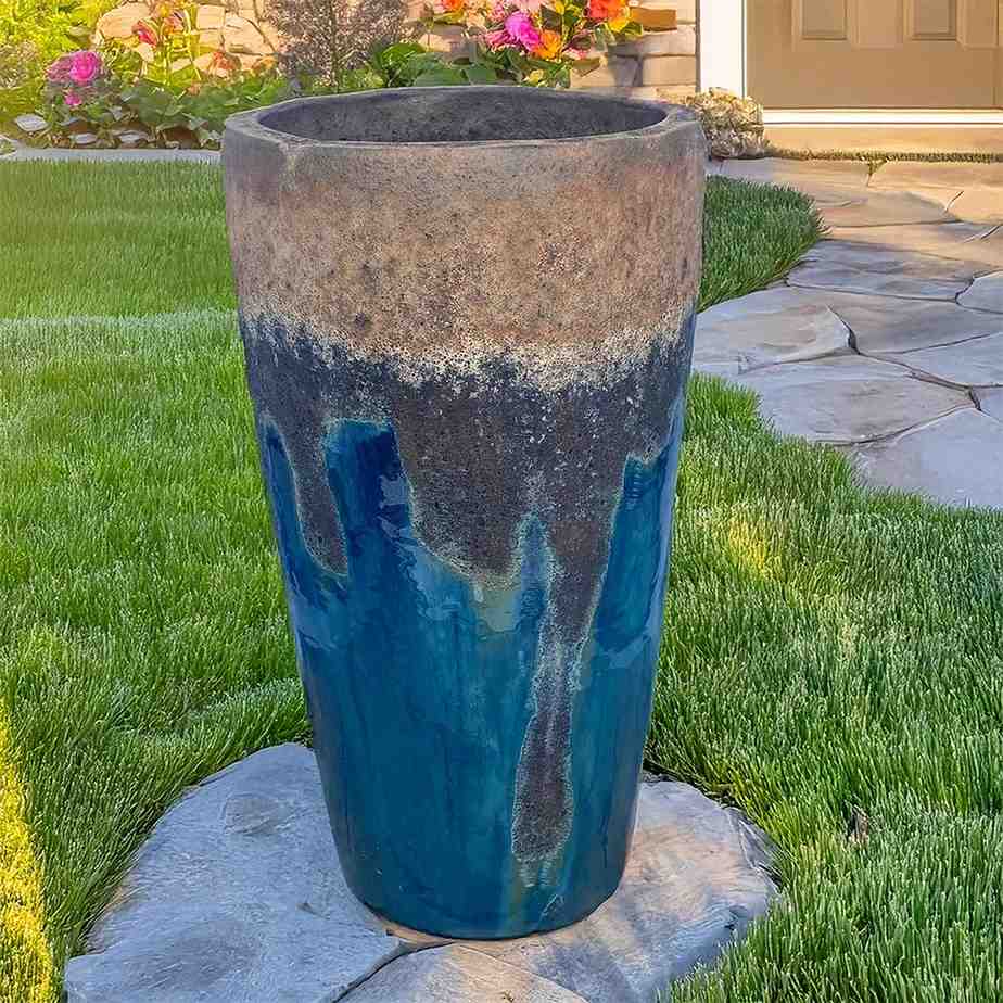 8464 Gradient Glaze Flared Tall Planter - Set of 2