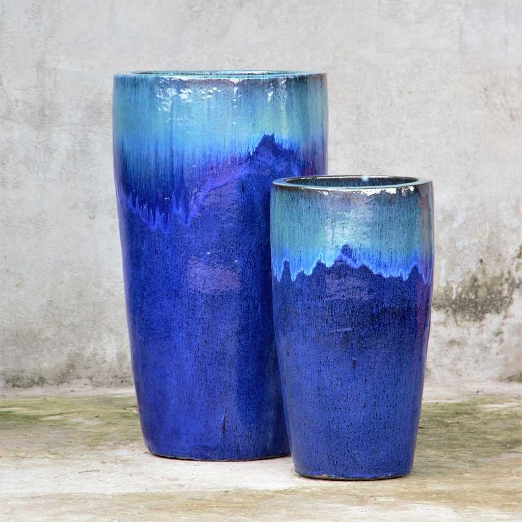 8464 Gradient Glaze Flared Tall Planter - Set of 2