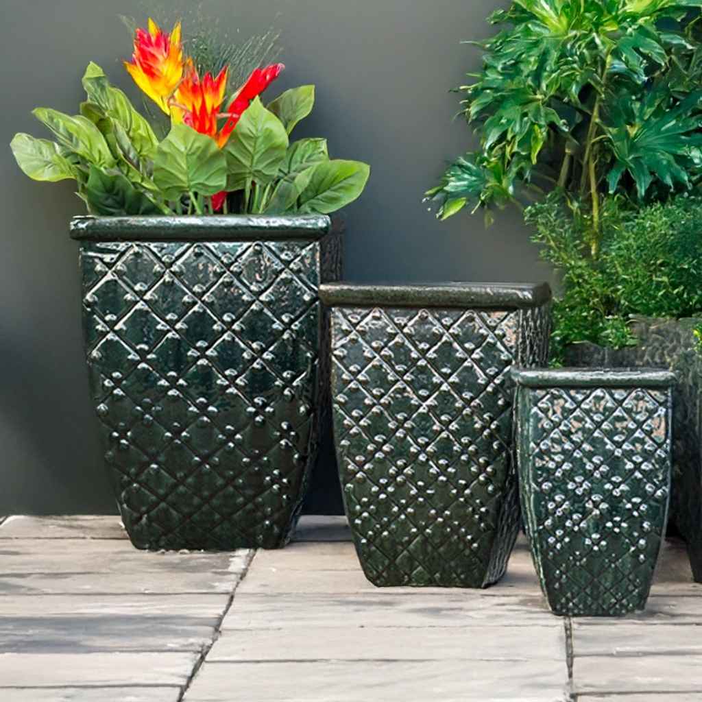 8539 Geometric Lattice Tall Planter Set