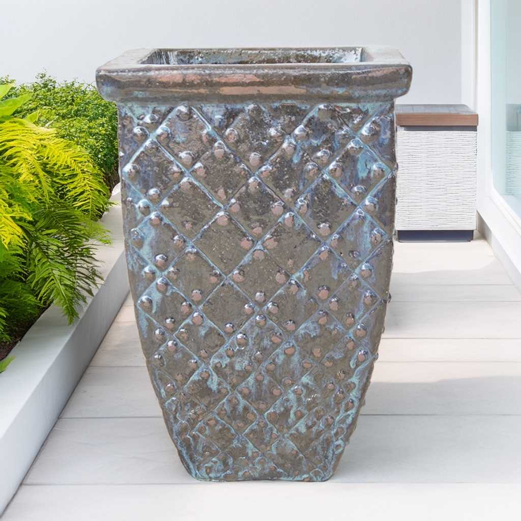 8539 Geometric Lattice Tall Planter Set