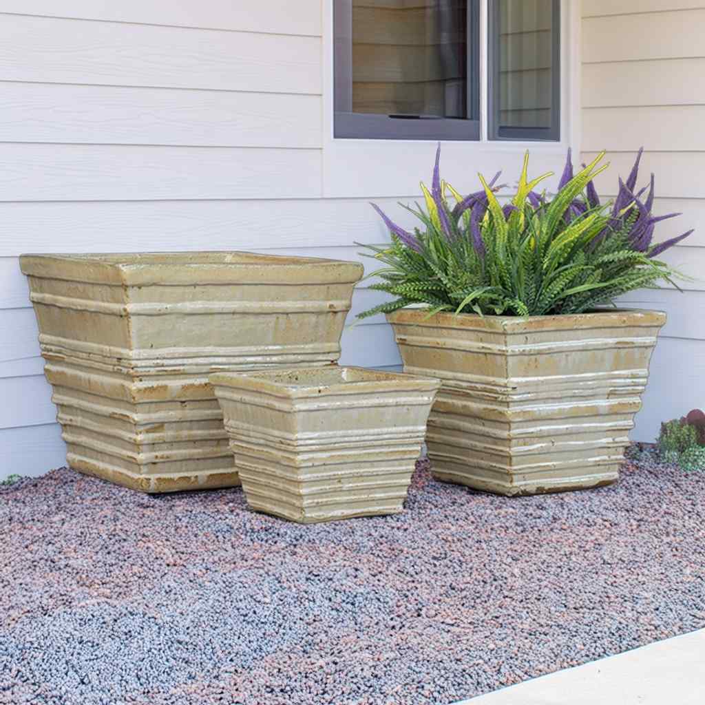8540 Striped Square Planter Set