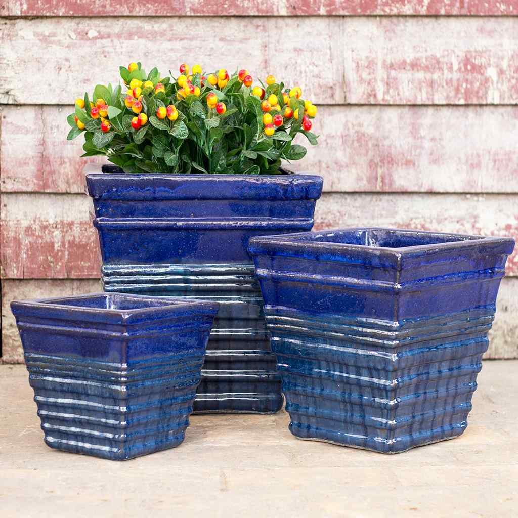 8540 Striped Square Planter Set