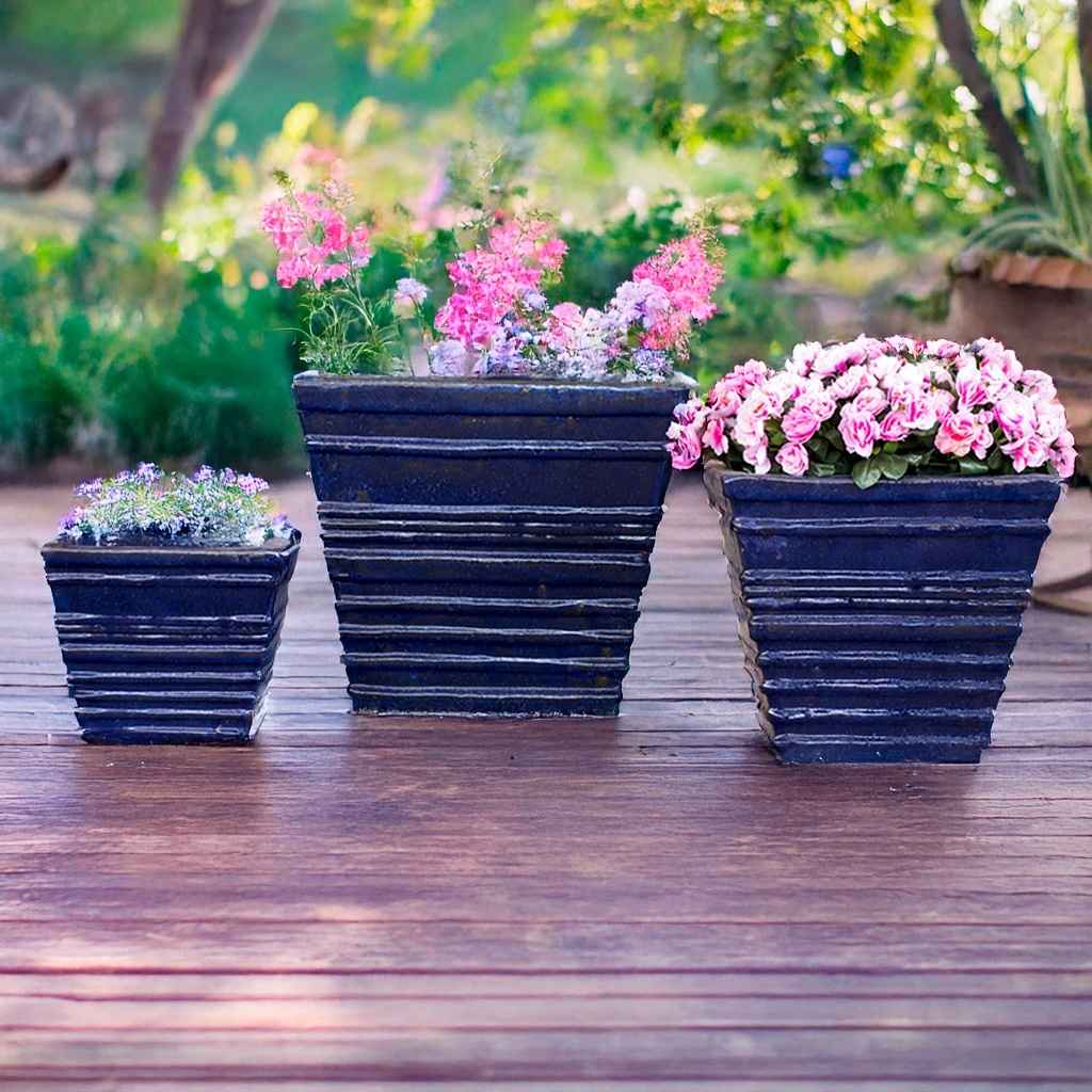 8540 Striped Square Planter Set