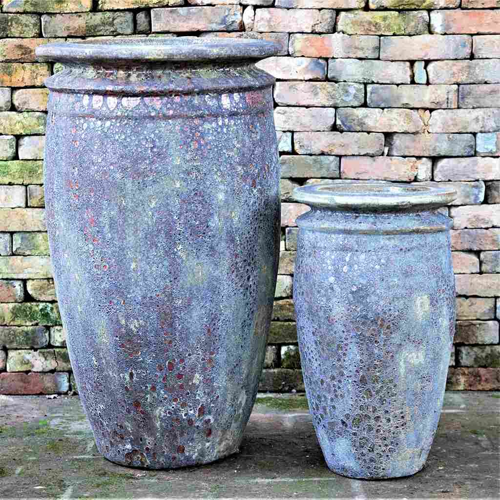 8617 Flared-Lip Tall Ceramic Pot - Set of 2