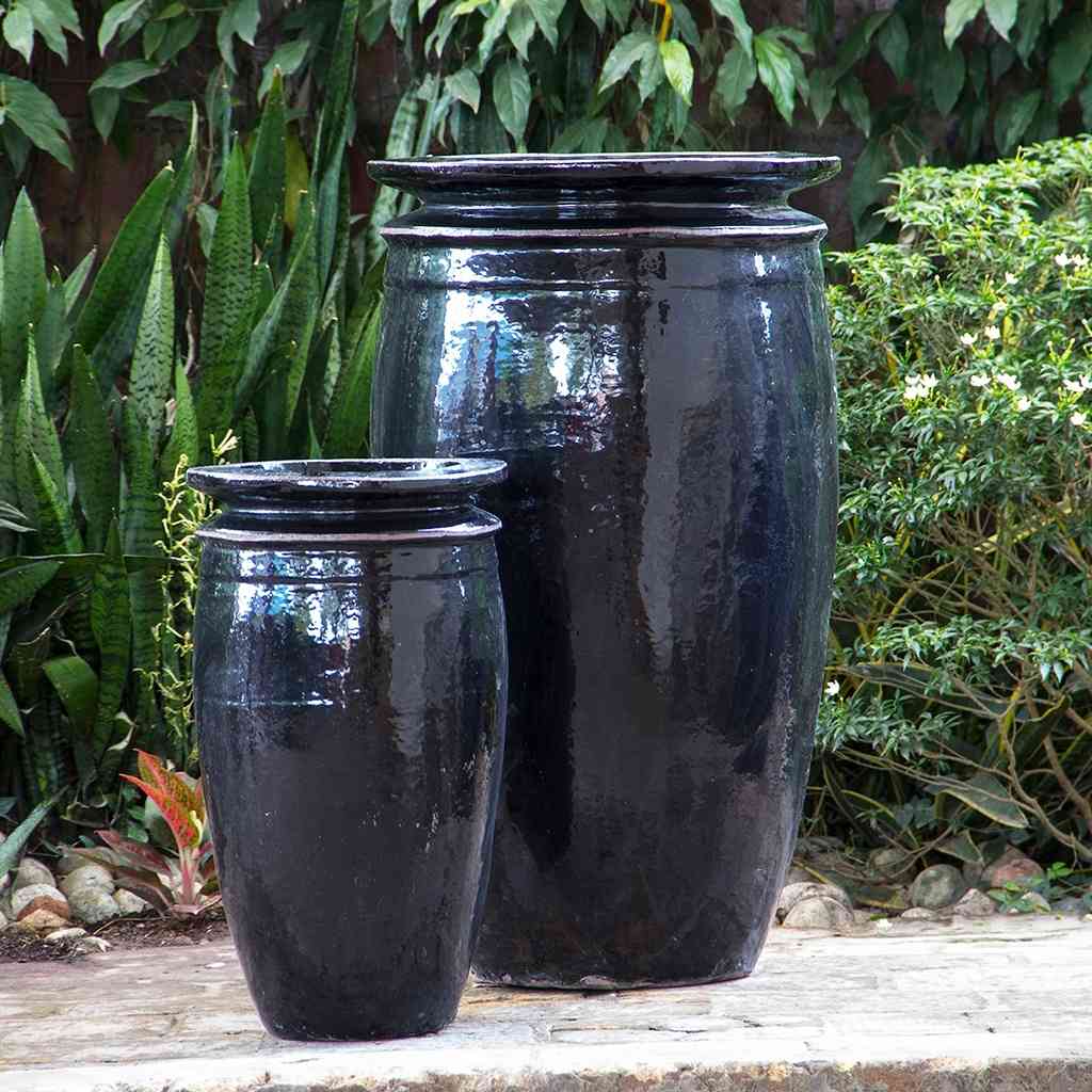8617 Flared-Lip Tall Ceramic Pot - Set of 2