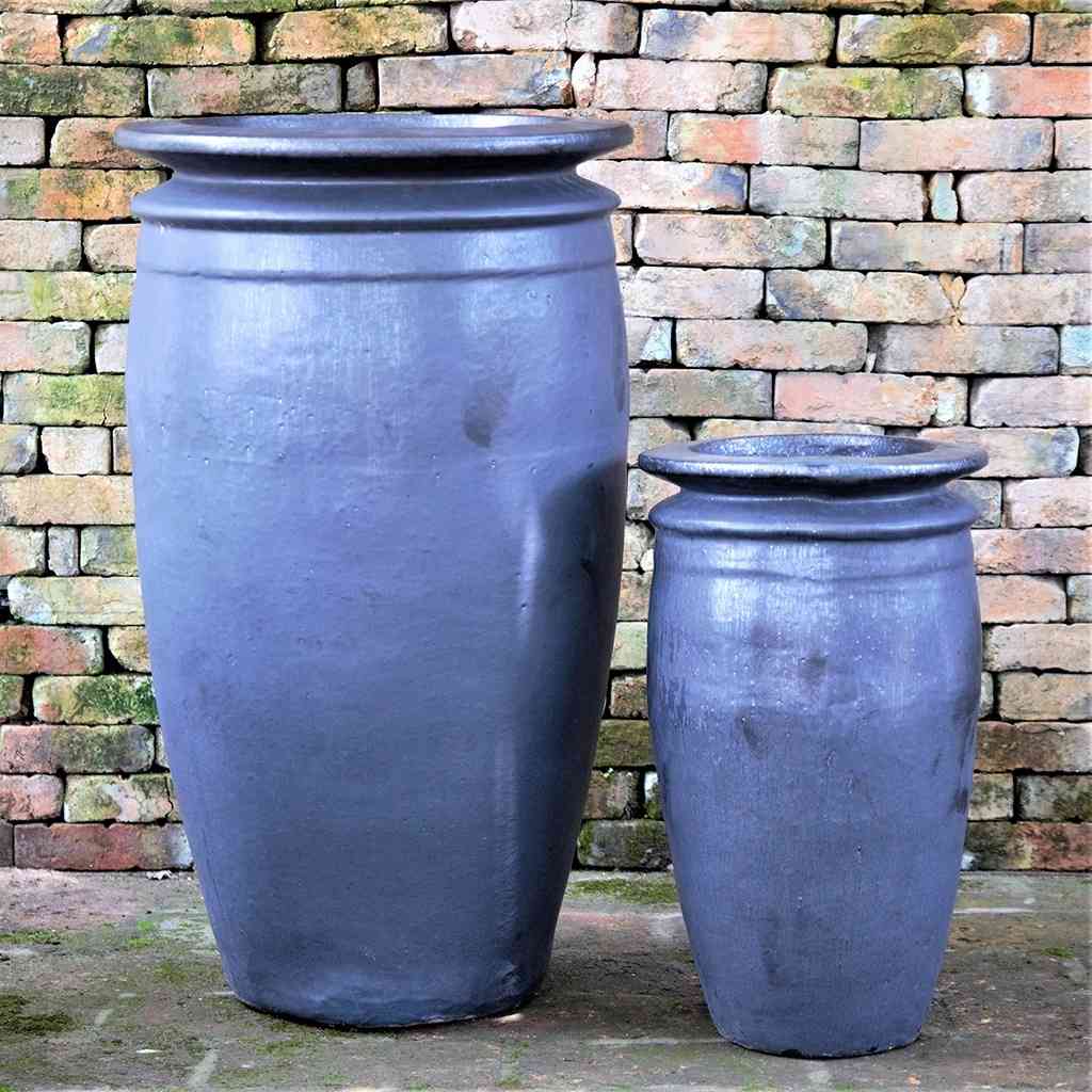 8617 Flared-Lip Tall Ceramic Pot - Set of 2
