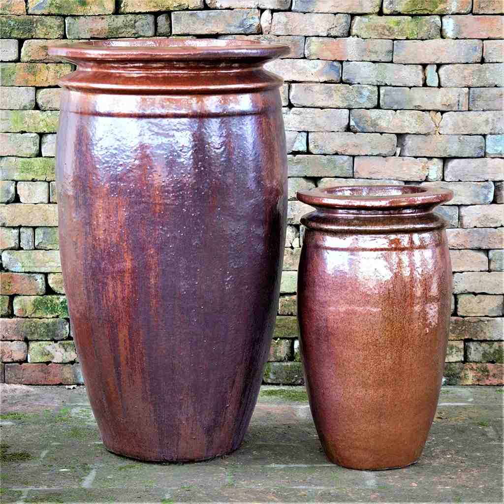 8617 Flared-Lip Tall Ceramic Pot - Set of 2