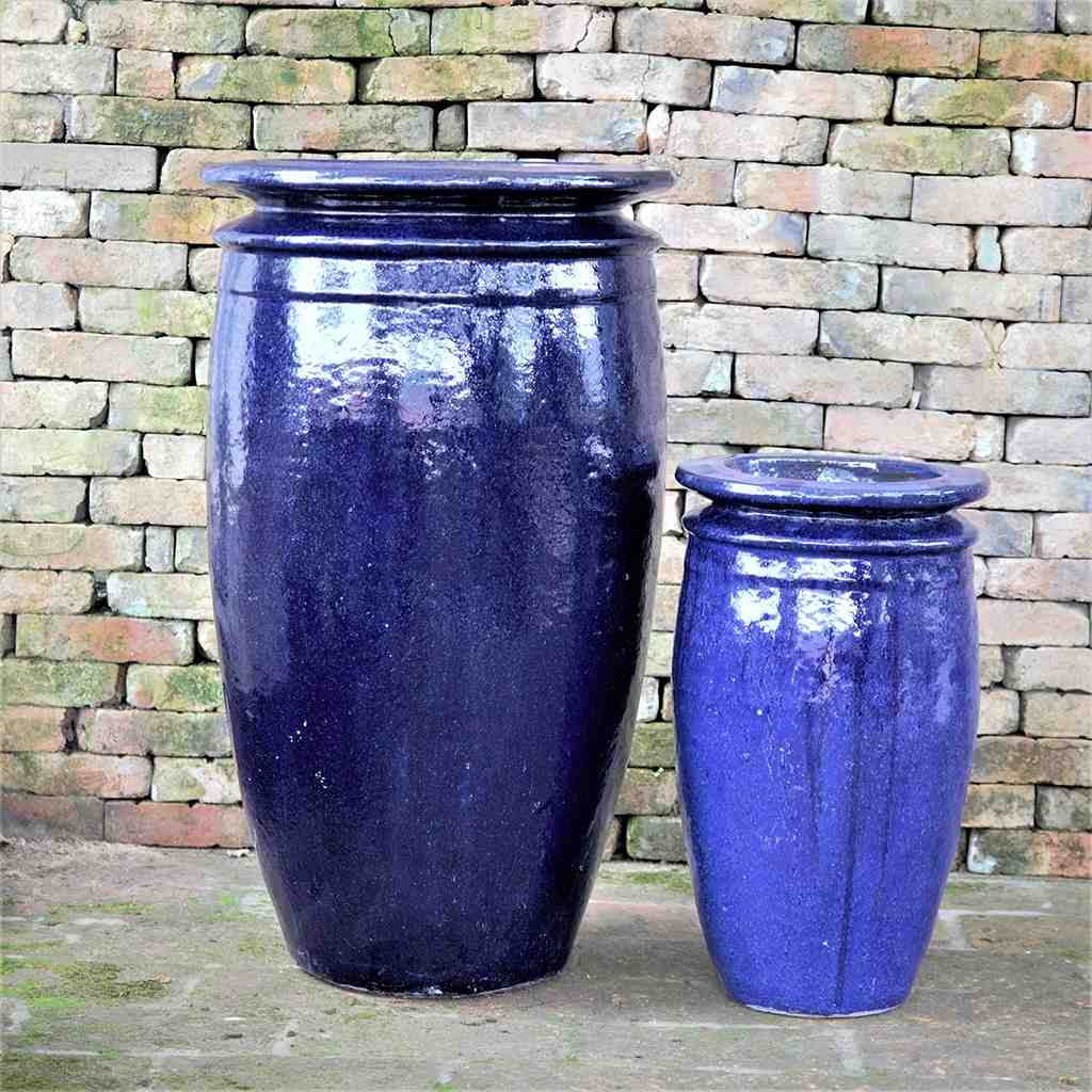 8617 Flared-Lip Tall Ceramic Pot - Set of 2