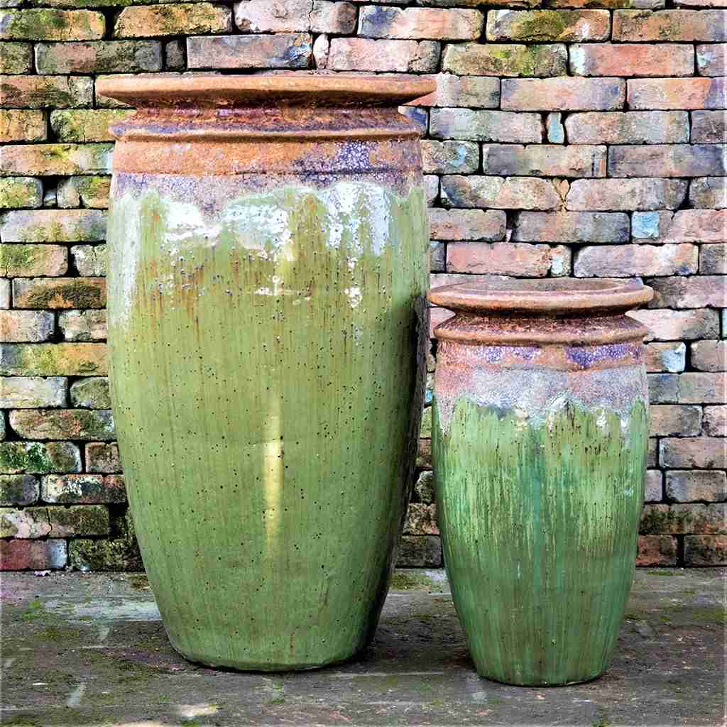 8617 Flared-Lip Tall Ceramic Pot - Set of 2