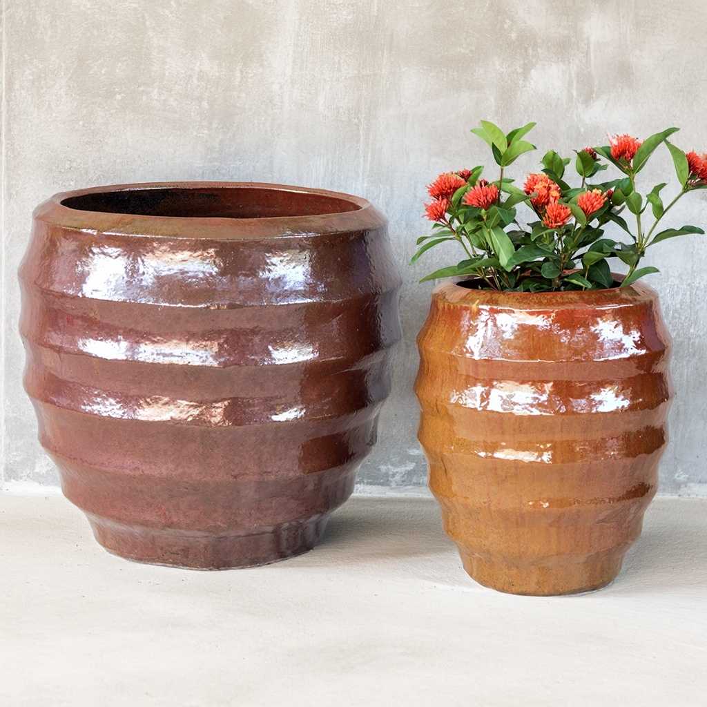8631 Ridged Barrel-Shaped Pot - Set of 2