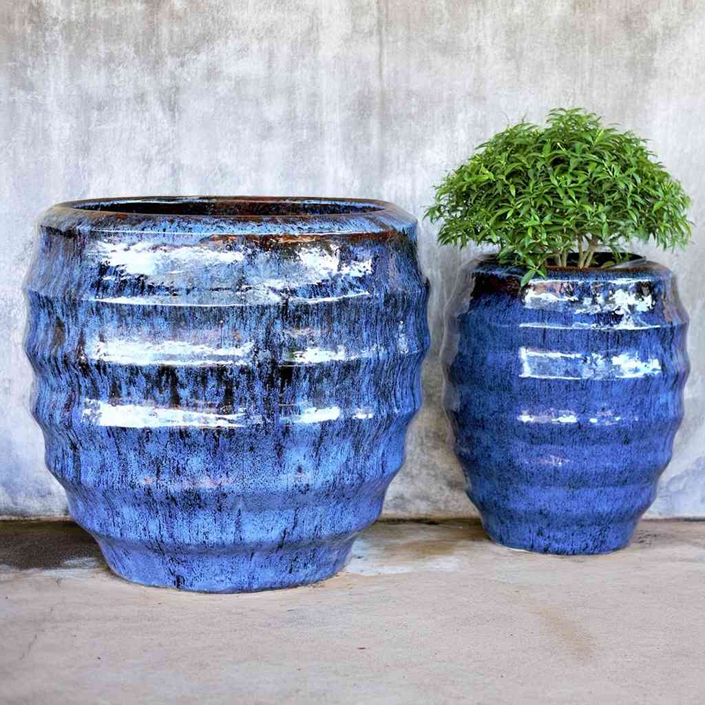 8631 Ridged Barrel-Shaped Pot - Set of 2