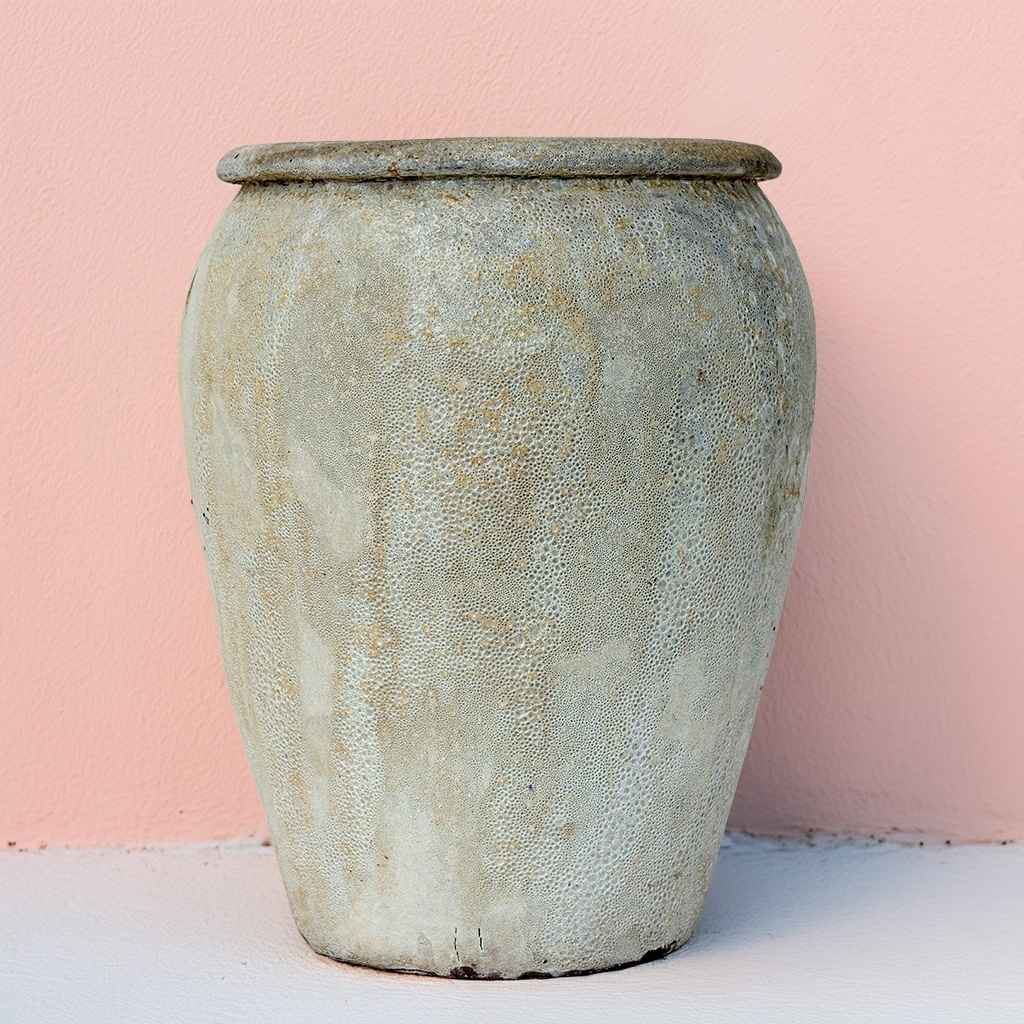 Bulk Large egg-shaped planter in chalky whites and creams with subtle earthy brown accents for a soft, natural look