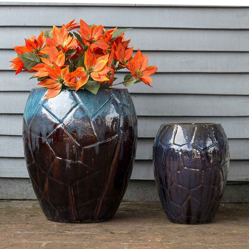 bulk buy ceramic plant pots 8949 Sculpted Diamond-Cut Ceramic Pot