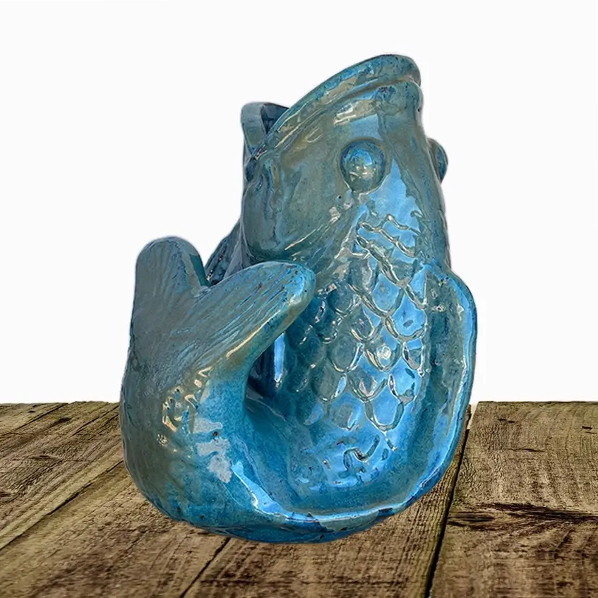 5130 Playful Ceramic Fish Garden Accent - 1 pc