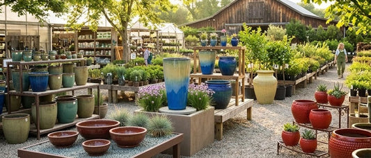 Garden center with ceramic planters in various sizes and depth
