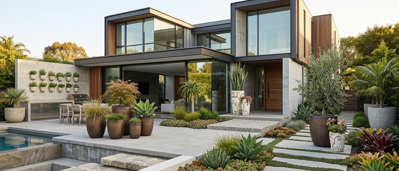 Modern home styled with modern planters