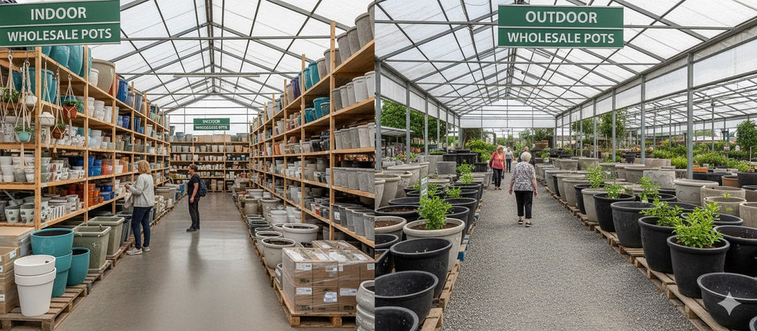 Garden store with a wide selection of indoor and outdoor wholesale pots