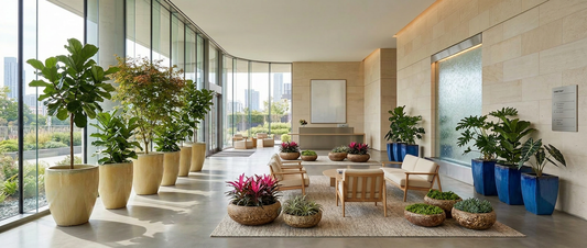 Commercial space with timeless wholesale ceramic planters