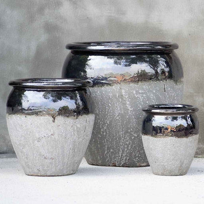 8026 Round Drip-glazed Planter - Set of 3