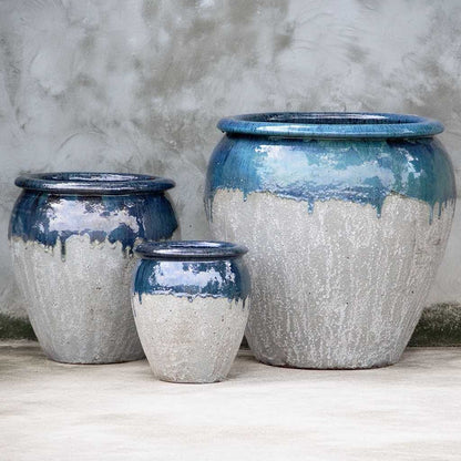 8026 Round Drip-glazed Planter - Set of 3