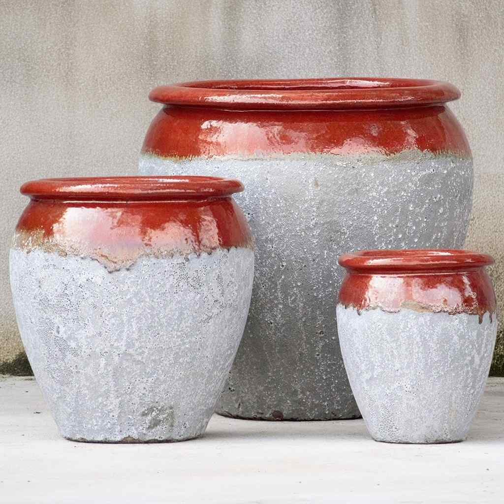 8026 Round Drip-glazed Planter - Set of 3