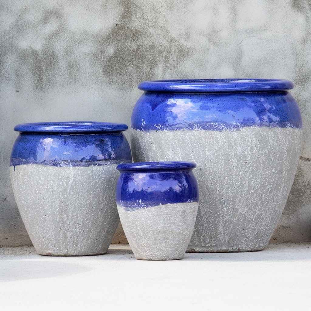 8026 Round Drip-glazed Planter - Set of 3