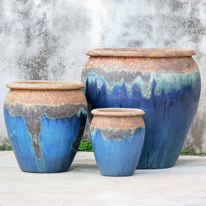 8026 Round Drip-glazed Planter - Set of 3
