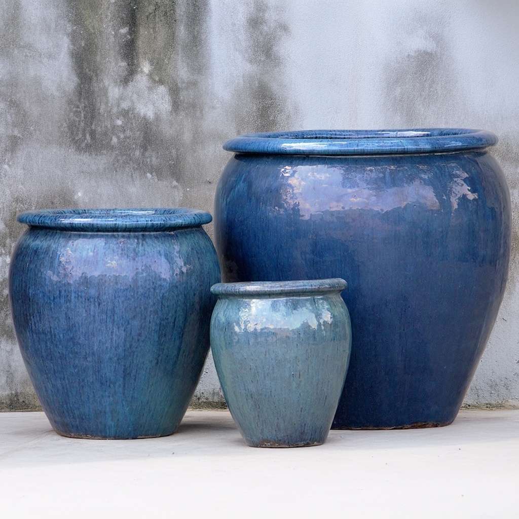 8026 Round Drip-glazed Planter - Set of 3