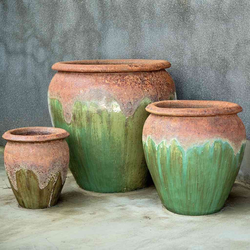 glazed planter pots Wholesale Round Drip-Glazed Planter (Set of 3)