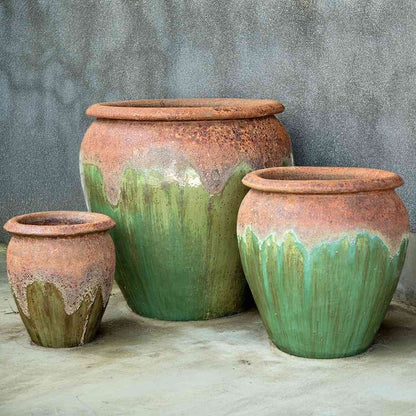 8026 Round Drip-glazed Planter - Set of 3