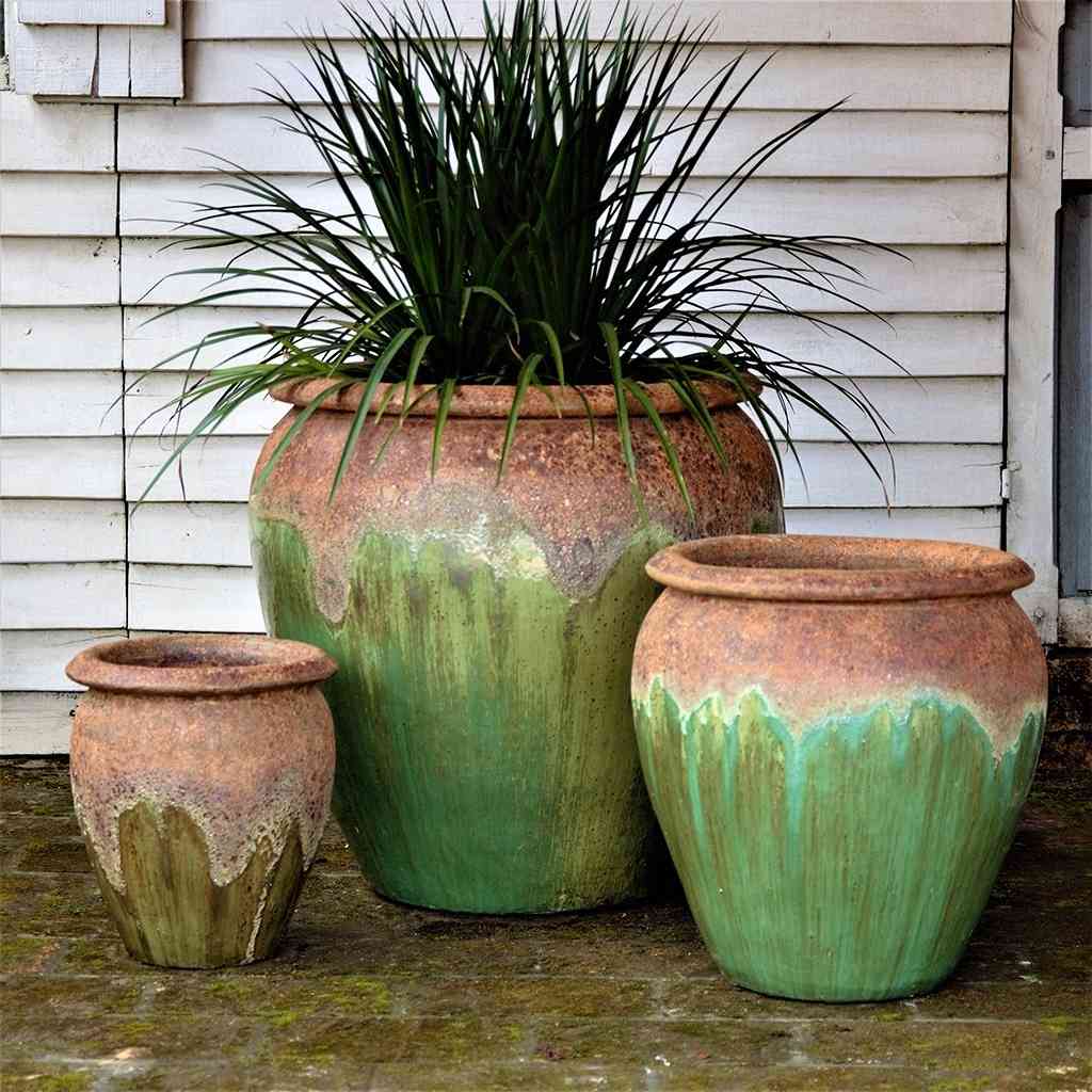8026 Round Drip-glazed Planter - Set of 3