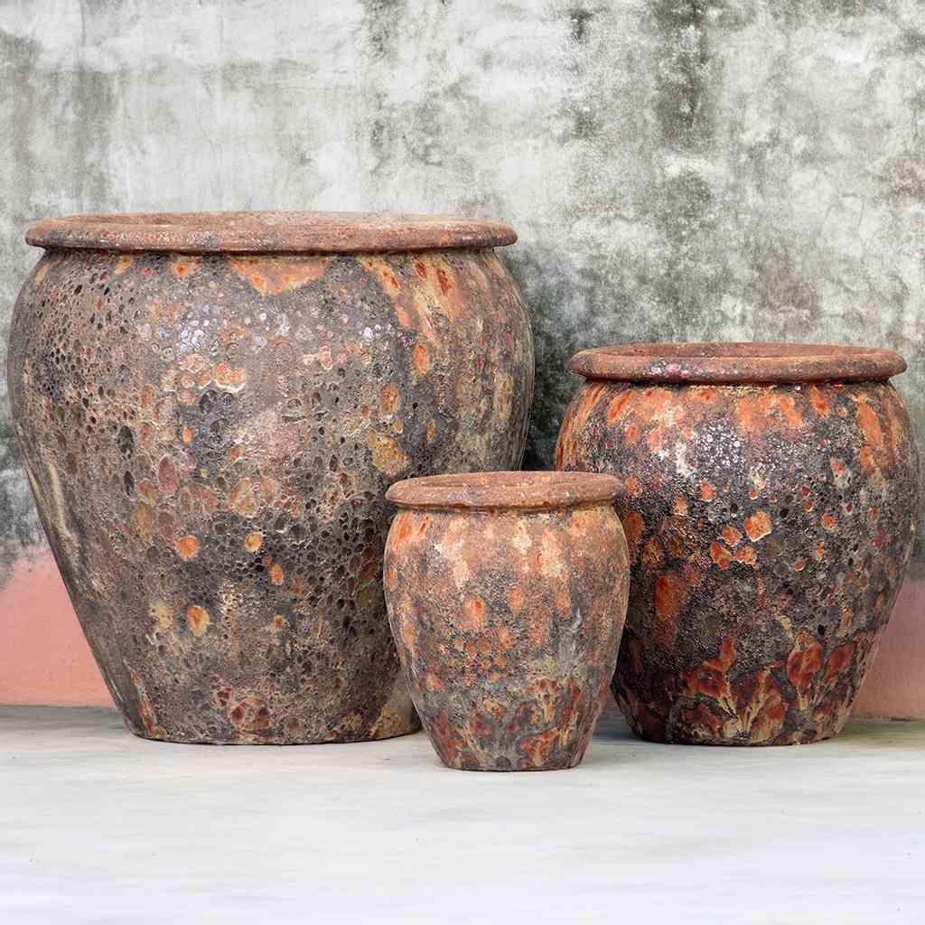 8026 Round Drip-glazed Planter - Set of 3