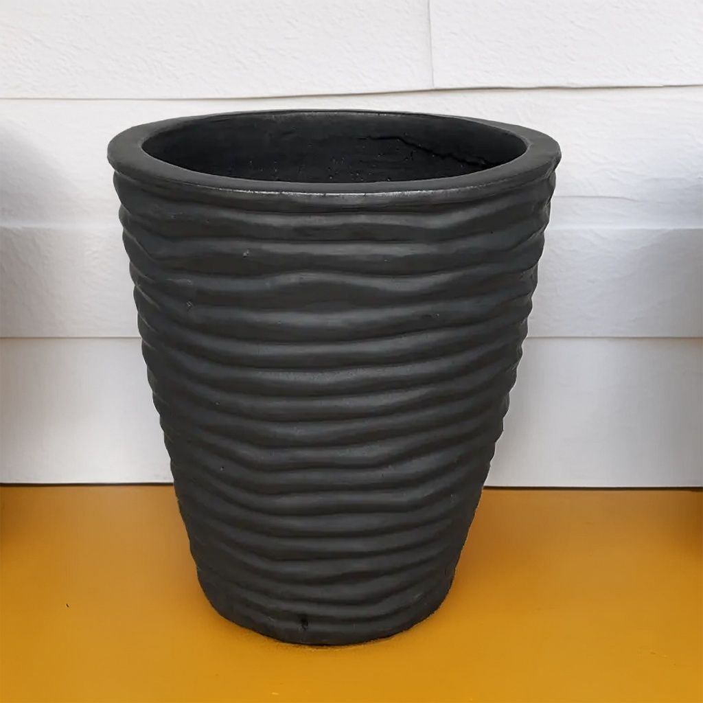 8036 Tall Ribbed Flared Round Planter - Set of 3