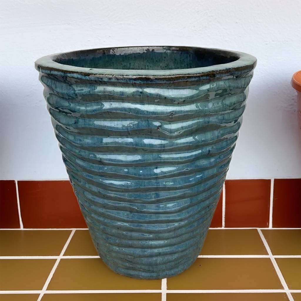 8036 Tall Ribbed Flared Round Planter - Set of 3
