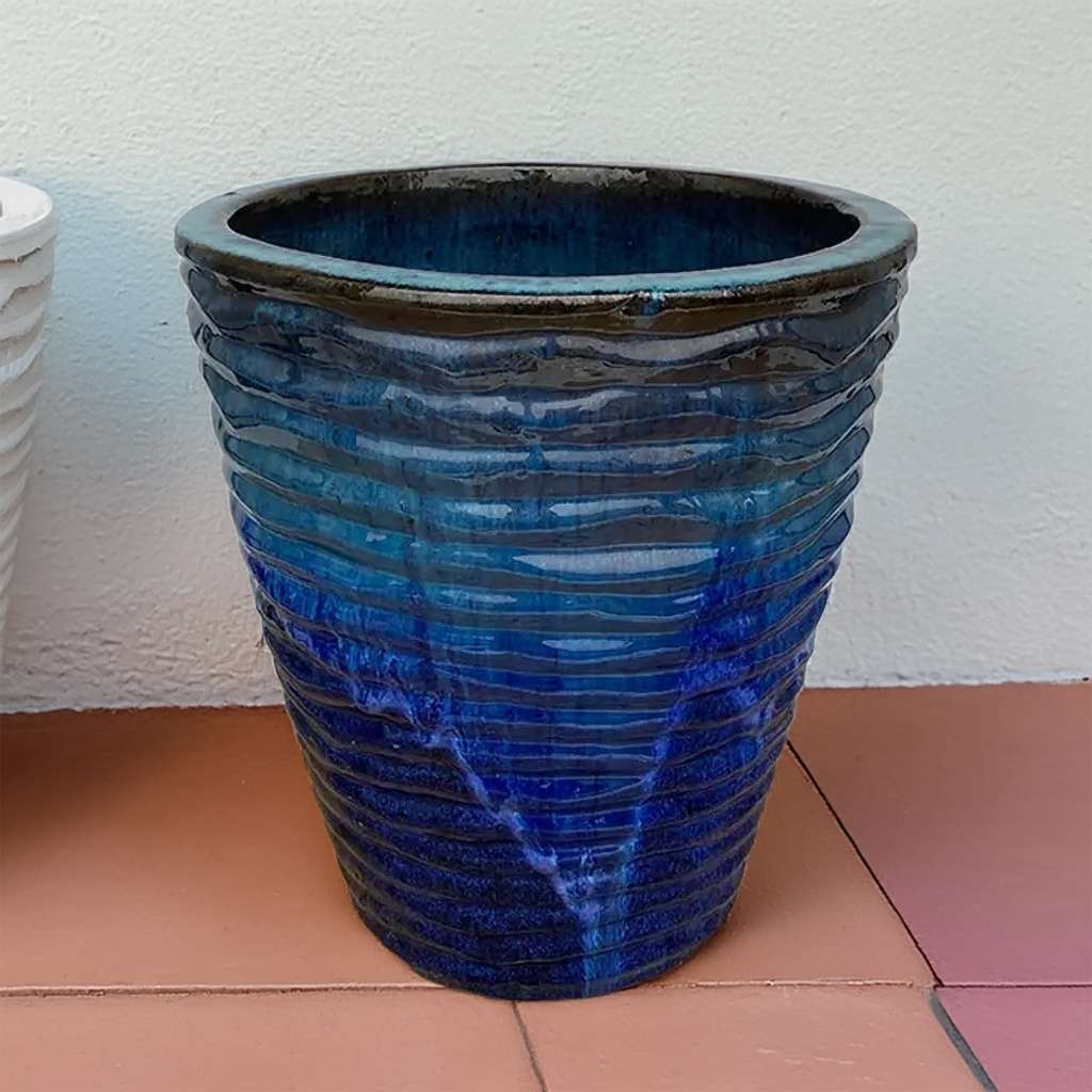 8036 Tall Ribbed Flared Round Planter - Set of 3